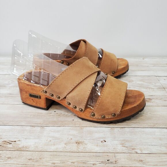 Bongo Vintage 90s y2k Wood‎ Platform Stud Clog Slip On Slide Sandal Boho Size 6 - Picture 2 of 11